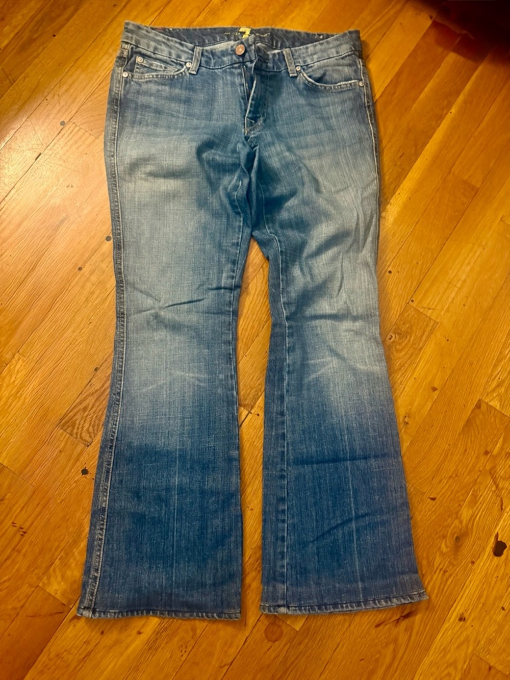 7 For All Mankind Blue Flared Jeans - Mid Wash